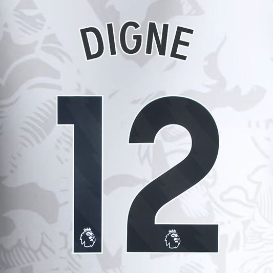 2023 2024 ASTON VILLA DIGNE 12 OFFICIAL BLACK AWAY PLAYER SIZE NAMESET