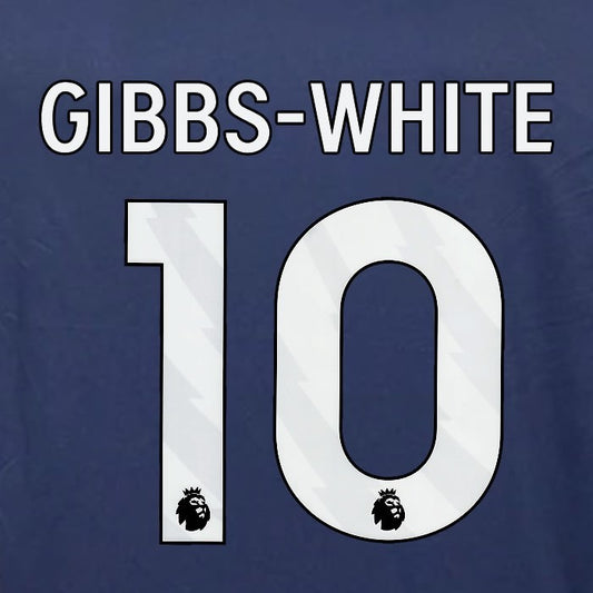 2023 2024 OFFICIAL NOTTINGHAM GIBBS-WHITE 10 WHITE 3RD PLAYER SIZE NAMESET