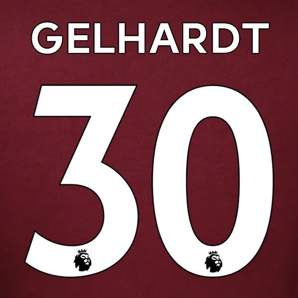 LEEDS UNITED 19-23 GELHARDT 30 OFFICIAL AVERY DENNISON WHITE PLAYER SIZE SET