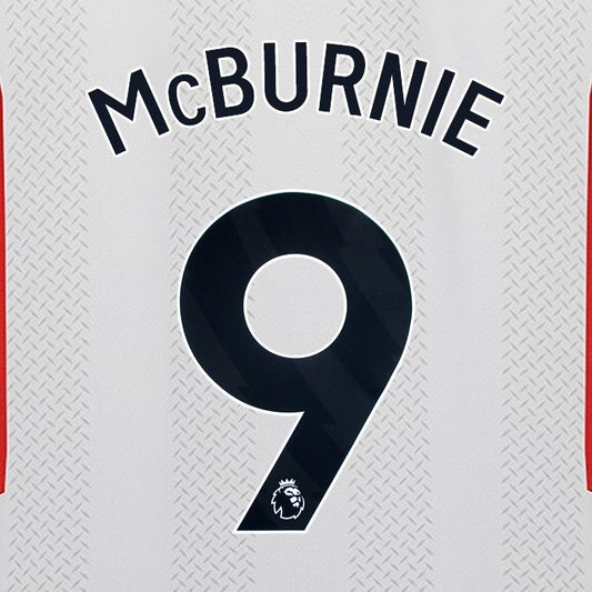 2023 2024 SHEFFIELD UNITED OFFICIAL McBURNIE 9 BLACK 3RD PLAYER SIZE NAMESET