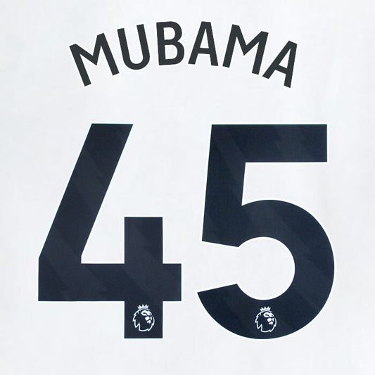 2023 2024 WEST HAM MUBAMA 45 OFFICIAL AWAY BLACK PLAYER SIZE NAMESET
