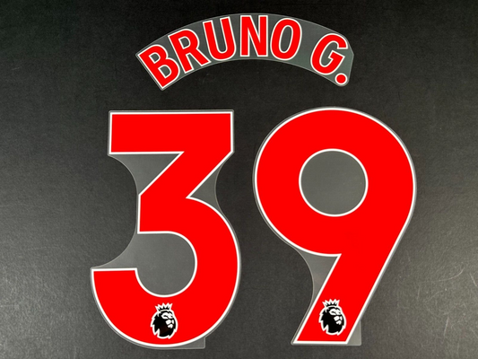 NEWCASTLE UNITED 23-25 BRUNO G. 39 OFFICIAL AVERY DENNISON RED PLAYER SIZE SET