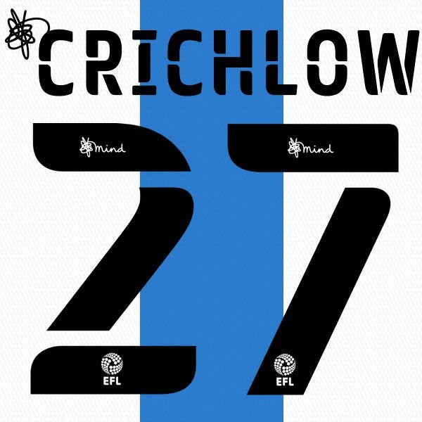 HUDDERSFIELD 2020 2021 OFFICIAL CRICHLOW 27 HOME PLAYER SIZE NAME SET