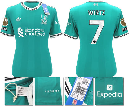 BNWT 2025 2026 LIVERPOOL ADIDAS 3RD SHIRT WIRTZ 7 + PATCHES MEN'S