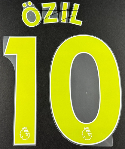 ARSENAL 2019-23 OZIL 10 OFFICIAL AVERY DENNISON YELLOW PLAYER SIZE NAME SET