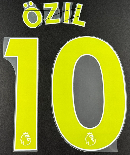 ARSENAL 2019-23 OZIL 10 OFFICIAL AVERY DENNISON YELLOW PLAYER SIZE NAME SET