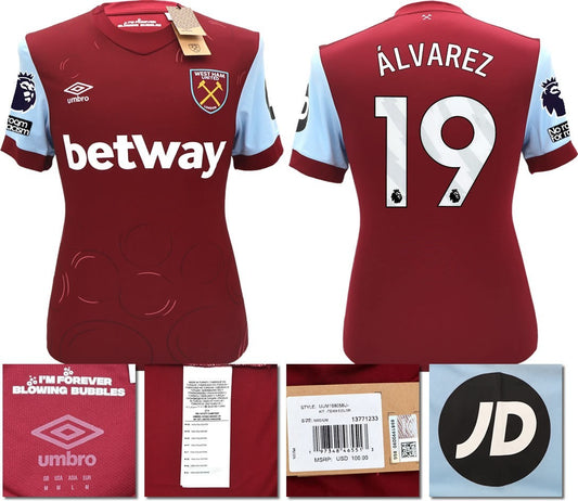 BNWT 2023 2024 UMBRO WEST HAM HOME SHIRT ALVAREZ 19 + PACTHES MEN'S