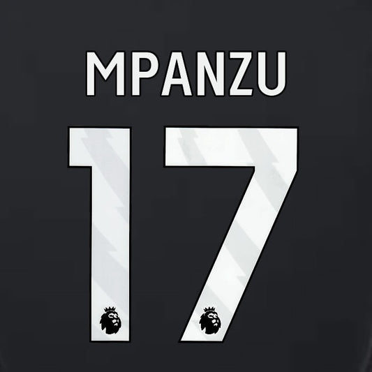 2023 2024 LUTON TOWN OFFICIAL MPANZU 17 WHITE 3RD PLAYER SIZE NAMESET
