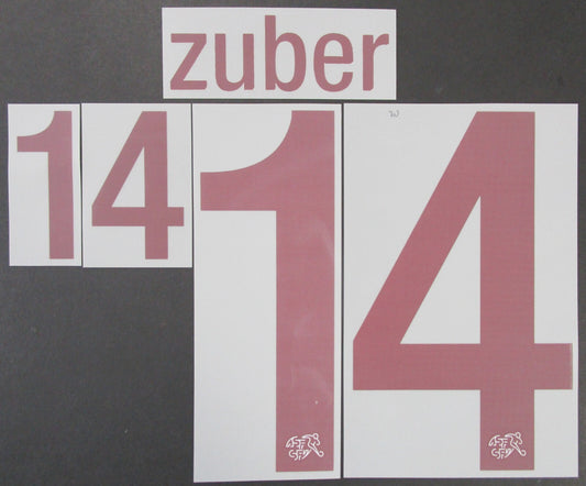 SWITZERLAND 2020 2021 OFFICIAL ZUBER 14 AWAY PLAYER SIZE NAMESET
