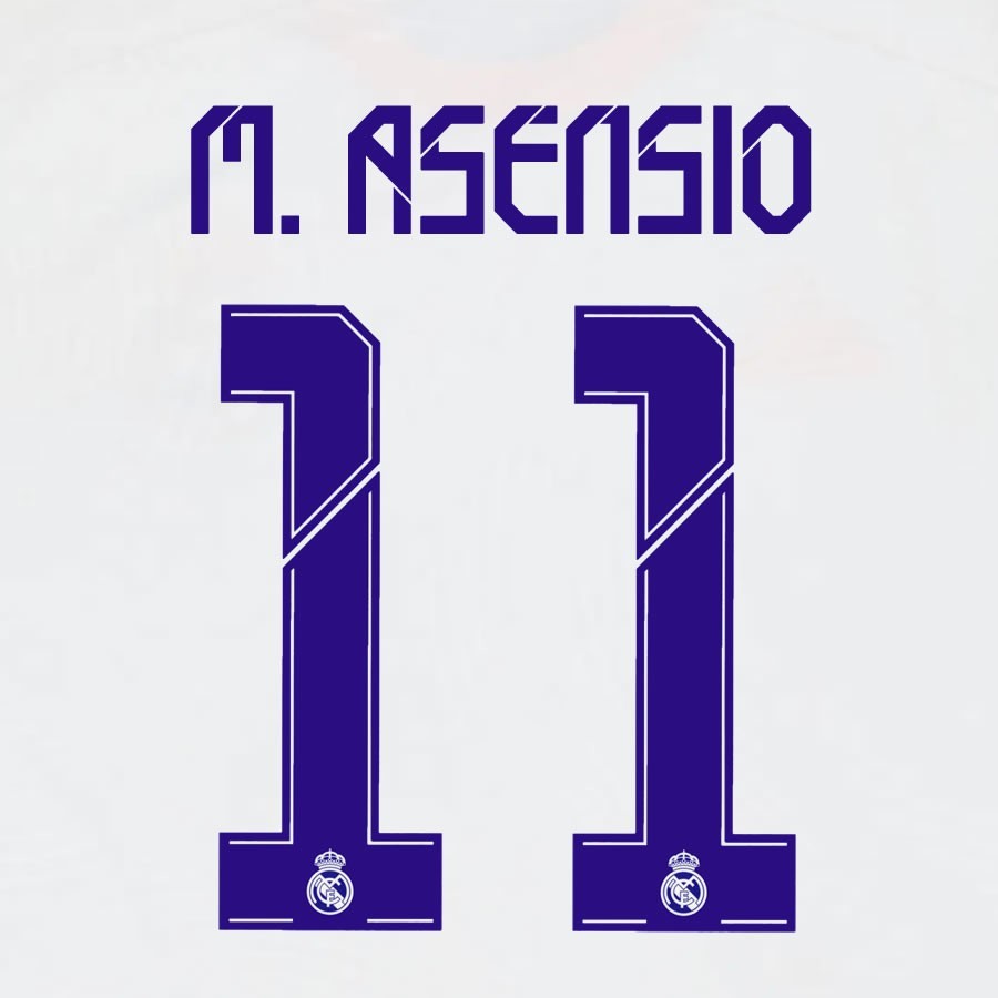 2021 2022 AVERY DENNISON REAL MADRID M. ASENSIO 11 HOME PLAYER SIZE NAMESET
