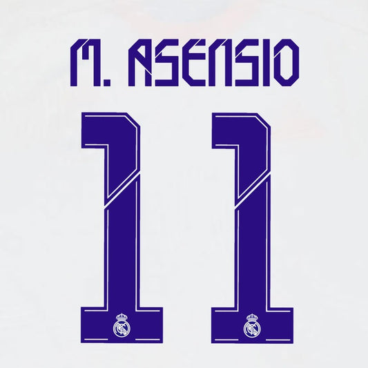 2021 2022 AVERY DENNISON REAL MADRID M. ASENSIO 11 HOME PLAYER SIZE NAMESET