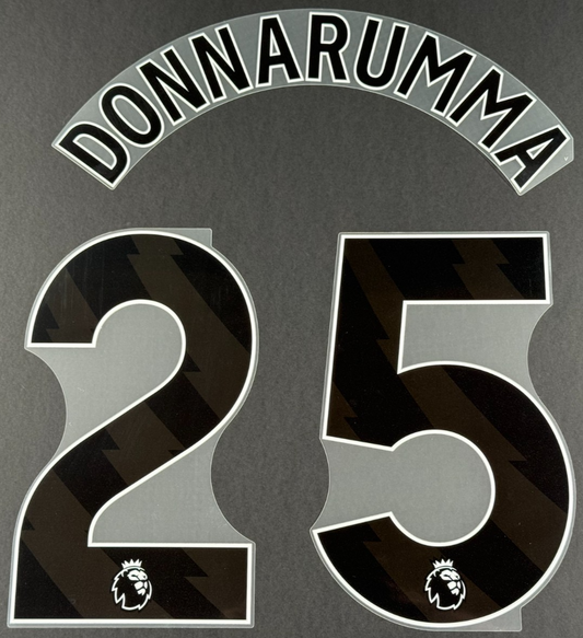 MAN CITY 25/26 DONNARUMMA 25 OFFICIAL AVERY DENNISON BLACK PLAYER SIZE NAME SET