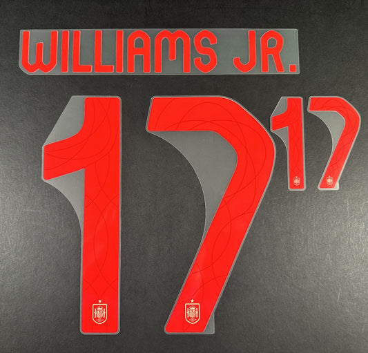 SPAIN 2023 2024 OFFICIAL AVERY DENNISON WILLIAMS JR. 17 AWAY PLAYER SIZE NAMESET
