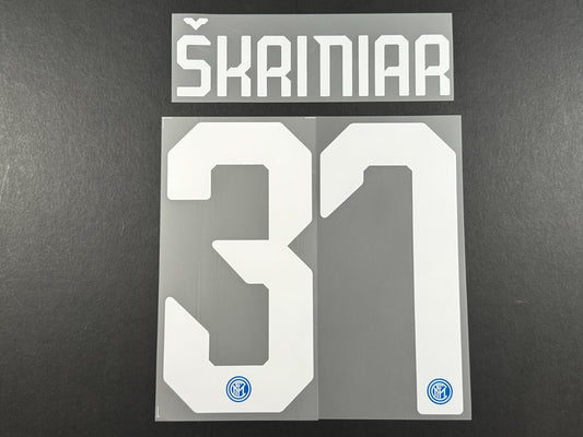 INTER MILAN 2019 2020 SKRINIAR 37 OFFICIAL HOME WHITE PLAYER SIZE NAMESET