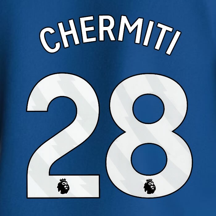 2023 2024 EVERTON CHERMITI 28 OFFICIAL WHITE HOME PLAYER SIZE NAMESET