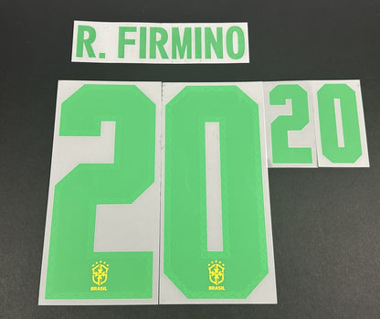 BRAZIL 2020 2021 OFFICIAL R. FIRMINO 20 HOME PLAYER SIZE NAMESET - 260MM