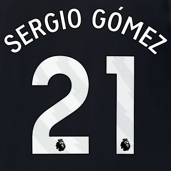 2023 2024 MAN CITY SERGIO GOMEZ 21 WHITE 3RD PLAYER SIZE NAME SET