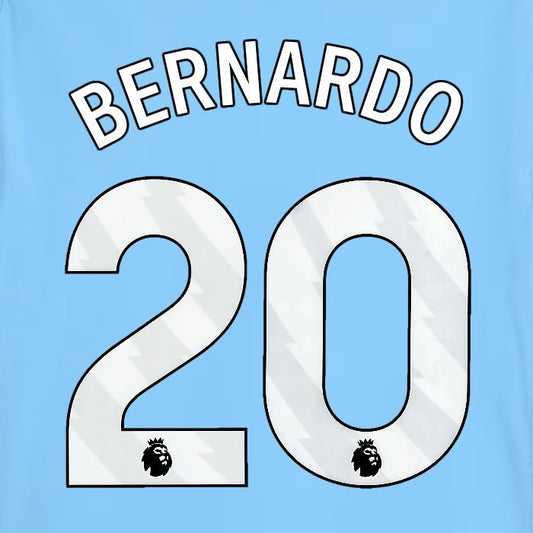 2025 2026 MANCHESTER CITY BERNARDO 20 WHITE HOME PLAYER SIZE NAME SET