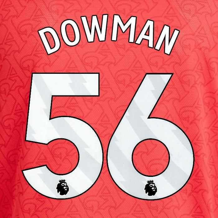 2025 2026 ARSENAL DOWMAN 56 WHITE HOME OFFICIAL PLAYER SIZE NAMESET