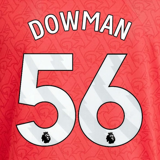 2025 2026 ARSENAL DOWMAN 56 WHITE HOME OFFICIAL PLAYER SIZE NAMESET