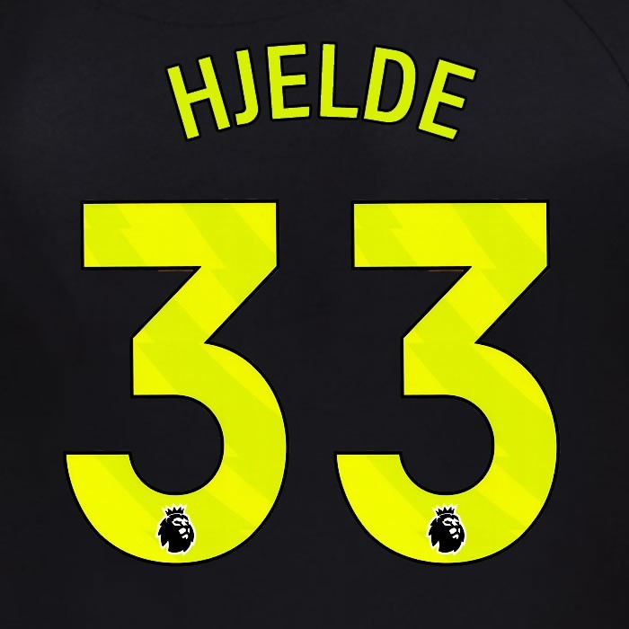 2025 2026 OFFICIAL SUNDERLAND HJELDE 33 YELLOW 3RD PLAYER SIZE NAME SET
