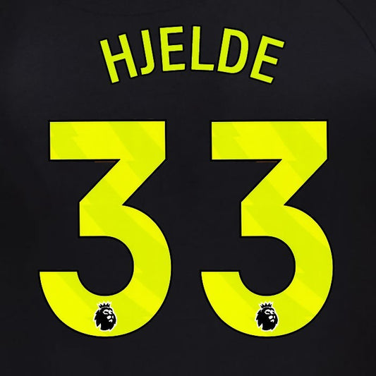 2025 2026 OFFICIAL SUNDERLAND HJELDE 33 YELLOW 3RD PLAYER SIZE NAME SET