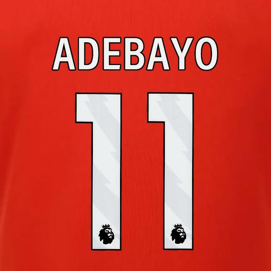 2023 2024 LUTON TOWN OFFICIAL ADEBAYO 11 WHITE HOME PLAYER SIZE NAMESET