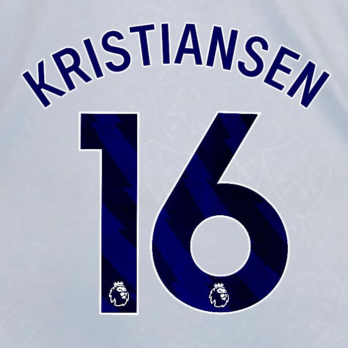2024 2025 OFFICIAL LEICESTER CITY KRISTIANSEN 16 BLUE 3RD PLAYER SIZE NAME SET