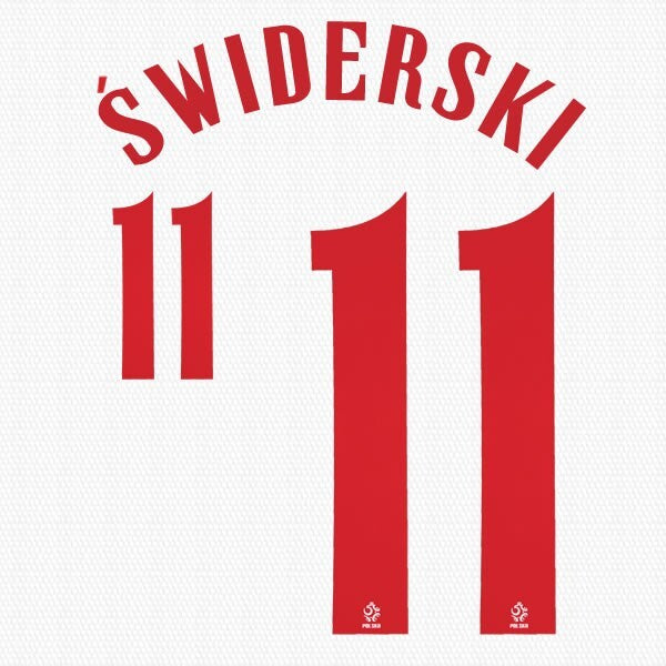 2020 2021 OFFICIAL POLAND SWIDERSKI 11 HOME RED PLAYER SIZE NAMESET