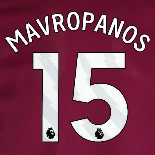 2024 2025 WEST HAM MAVROPANOS 15 OFFICIAL WHITE HOME PLAYER SIZE NAMESET
