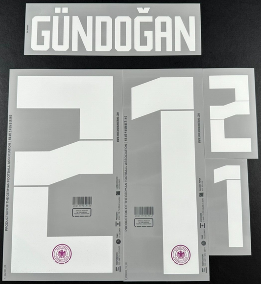GERMANY 2023 2025 OFFICIAL NAME & NUMBERING GUNDOGAN 21 AWAY PLAYER SIZE NAMESET