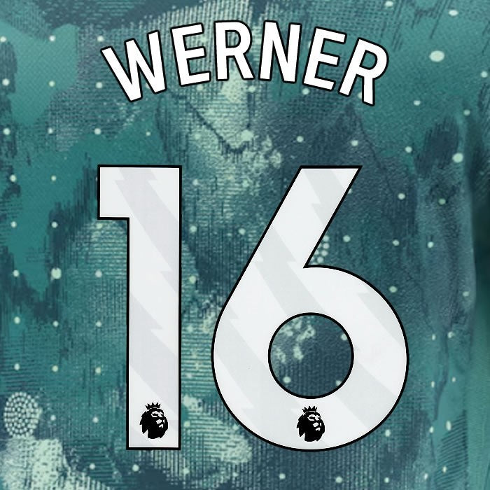 2024 2025 TOTTENHAM WERNER 16 WHITE 3RD PLAYER SIZE NAME SET
