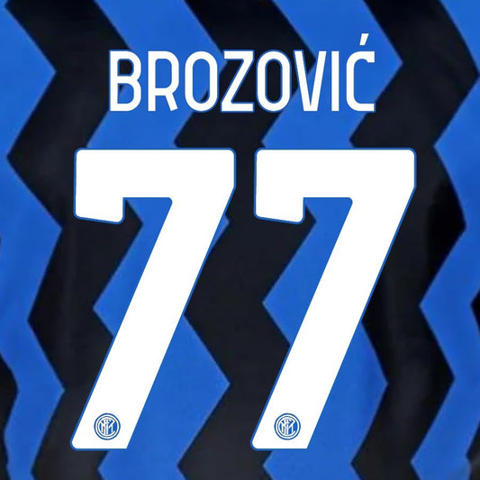 2020 2021 INTER MILAN OFFICIAL HOME BROZOVIC 77 PLAYER SIZE NAMESET