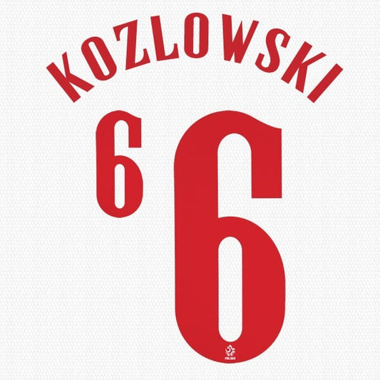 2020 2021 OFFICIAL POLAND KOZLOWSKI 6 HOME RED PLAYER SIZE NAMESET