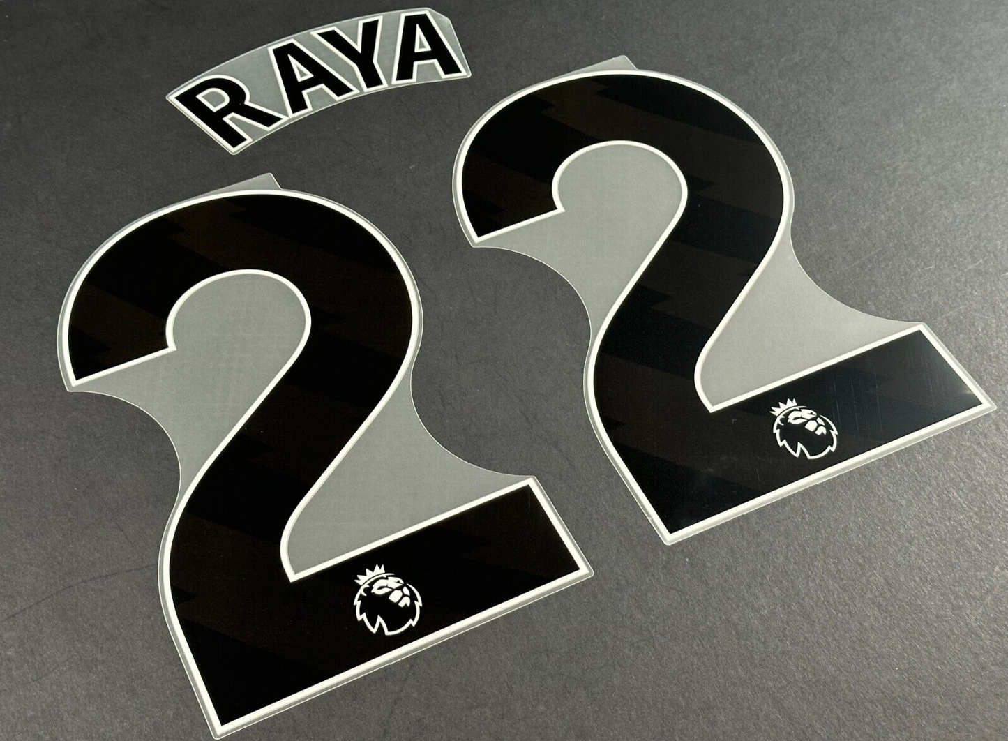 ARSENAL 2023-25 RAYA 22 OFFICIAL AVERY DENNISON BLACK PLAYER SIZE NAME SET