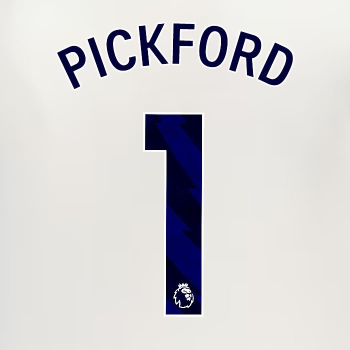 2024 2025 EVERTON PICKFORD 1 OFFICIAL BLUE 3RD PLAYER SIZE NAMESET