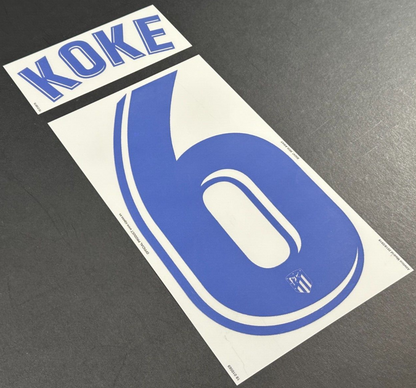 2018 2019 OFFICIAL ATLETICO KOKE 6 AWAY PLAYER SIZE NAMESET