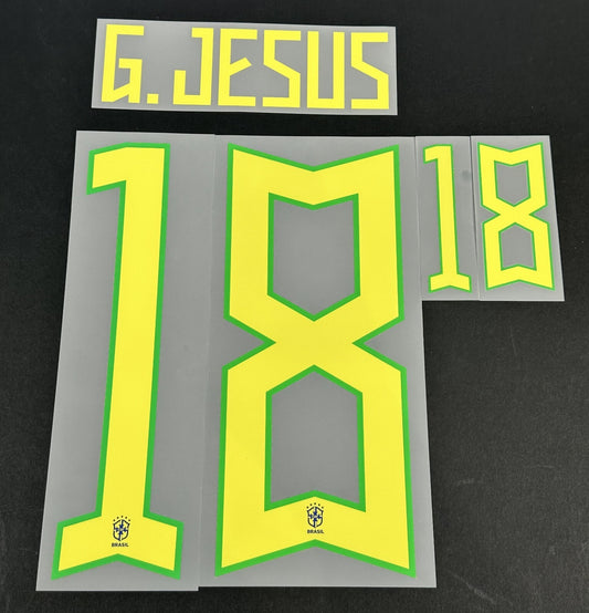 BRAZIL 2022 2023 OFFICIAL G. JESUS 18 AWAY PLAYER SIZE NAMESET