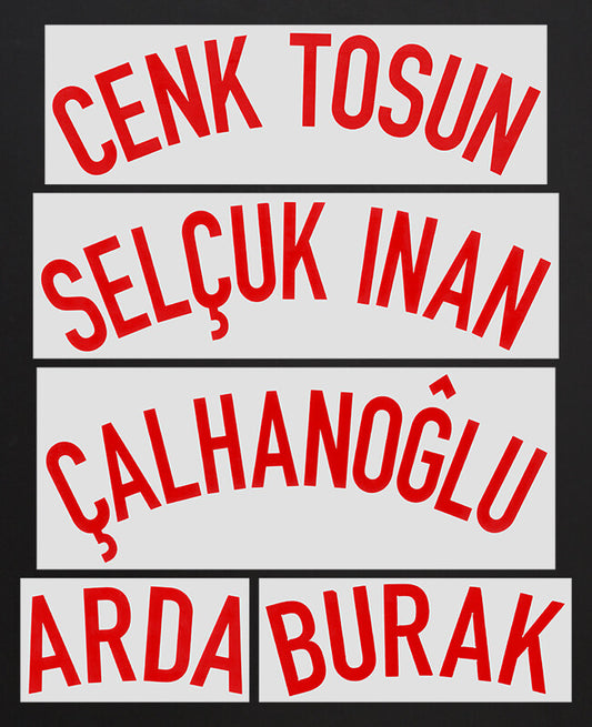 2020 - 2021 OFFICIAL TURKEY AWAY RED PLAYER SIZE NAME BLOCKS