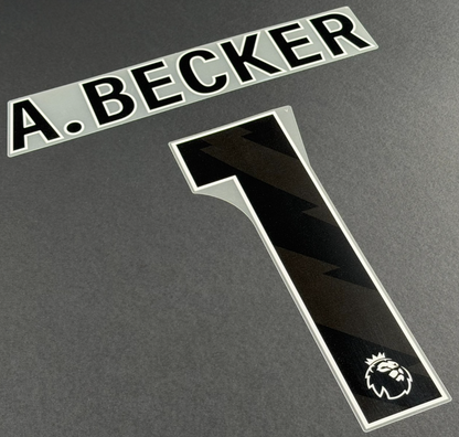 LIVERPOOL 25 26 A. BECKER 1 OFFICIAL AVERY DENNISON BLACK PLAYER SIZE NAME SET