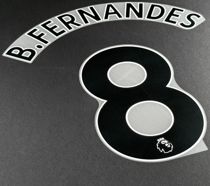 MAN UTD 19/23 B. FERNANDES 8 OFFICIAL AVERY DENNISON BLACK PLAYER SIZE NAME SET