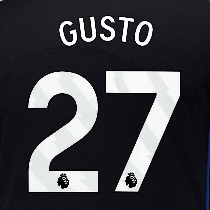 2025 2026 OFFICIAL CHELSEA GUSTO 27 WHITE 3RD PLAYER SIZE NAMESET