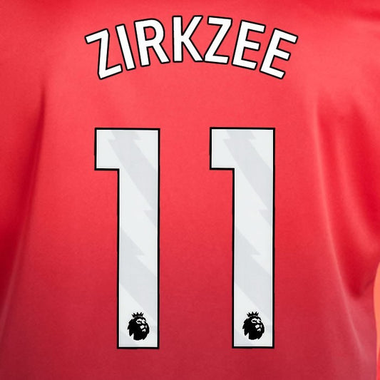 2024 2025 MANCHESTER UNITED ZIRKZEE 11 HOME WHITE PLAYER SIZE NAMESET