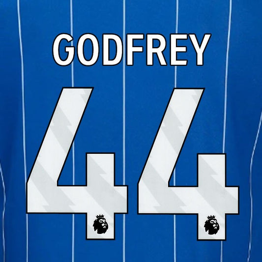 2024 2025 OFFICIAL IPSWICH TOWN GODFREY 44 WHITE HOME PLAYER SIZE NAME SET