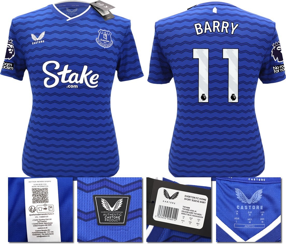 BNWT 2025 2026 EVERTON CASTORE HOME SHIRT BARRY 11 + PATCHES