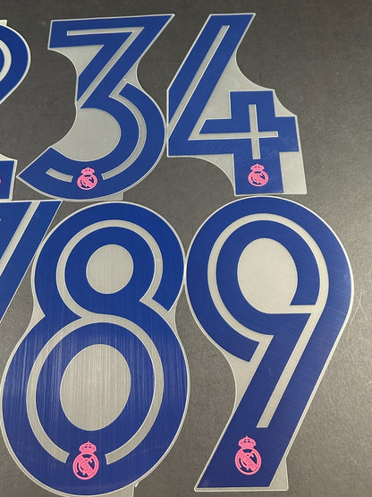 2020 - 2021 OFFICIAL AVERY DENNISON REAL MADRID AWAY PLAYER SIZE NUMBERS 265MM