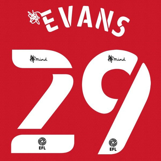 BLACKBURN 2020 2021 OFFICIAL EVANS 29 AWAY PLAYER SIZE NAME SET