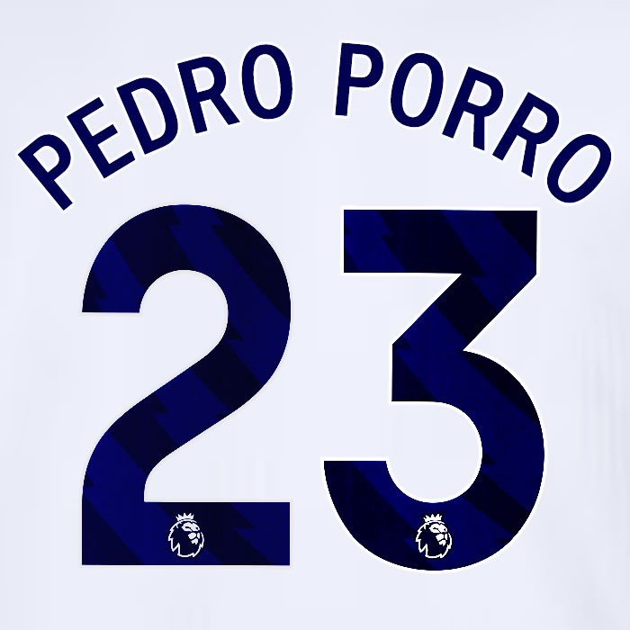 2024 2025 TOTTENHAM PEDRO PORRO 23 BLUE HOME PLAYER SIZE NAME SET