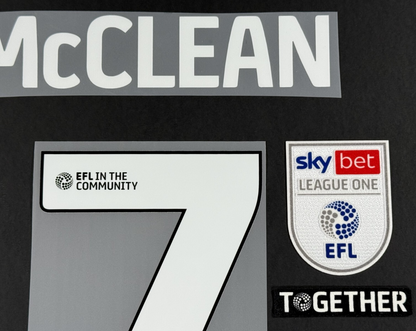 24/25 WREXHAM A.F.C  McCLEAN 7 OFFICIAL WHITE HOME PLAYER SIZE NAME SET & PATCHS