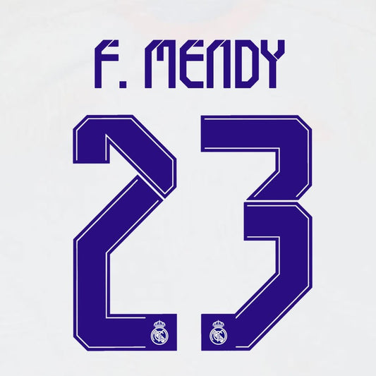 2021 2022 AVERY DENNISON REAL MADRID F. MENDY 23 HOME PLAYER SIZE NAMESET